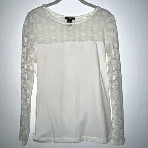 H&M Floral Lace Long Sleeve Top Ivory